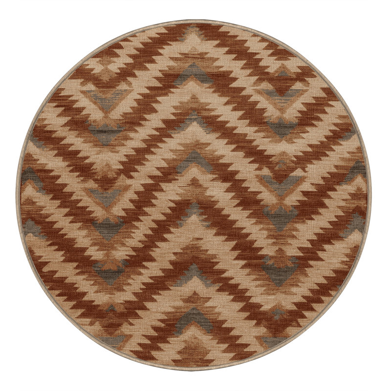 Tapis beige lavable à la machine, Rond 5 pi