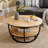Afsar Solid Wood Round Coffee Table with Storage Shelf