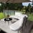 Patio Half - Moon Curved Patio Conservation Set With Coffee Table, Iron Frame Padded Seats And Backrest Cushions-15639040
