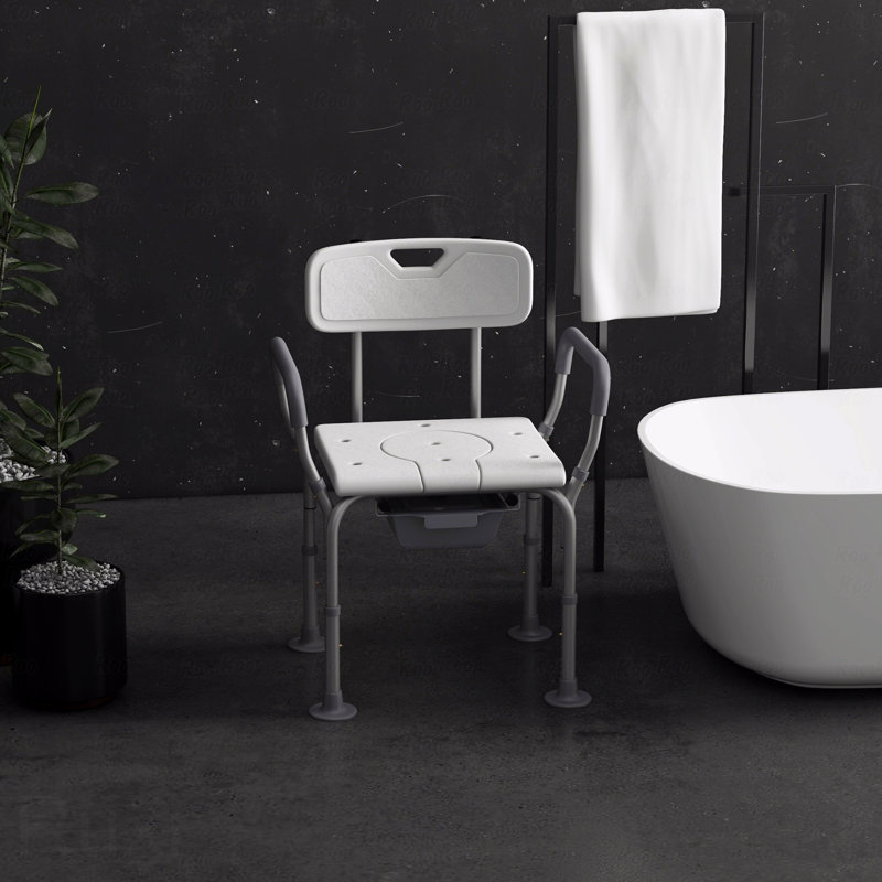 3-in-1 Shower Chair with Back & Arms, Bedside Commode & Raised Toilet Seat