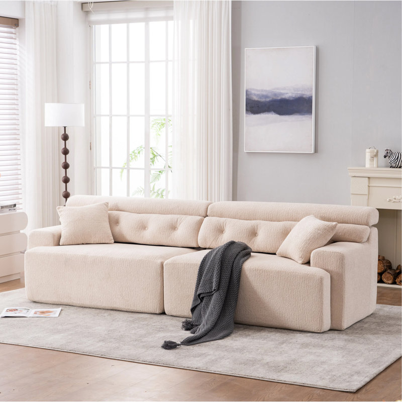 Canapé modulaire reconfigurable 4 places Boneless LY-029, Crème abricot