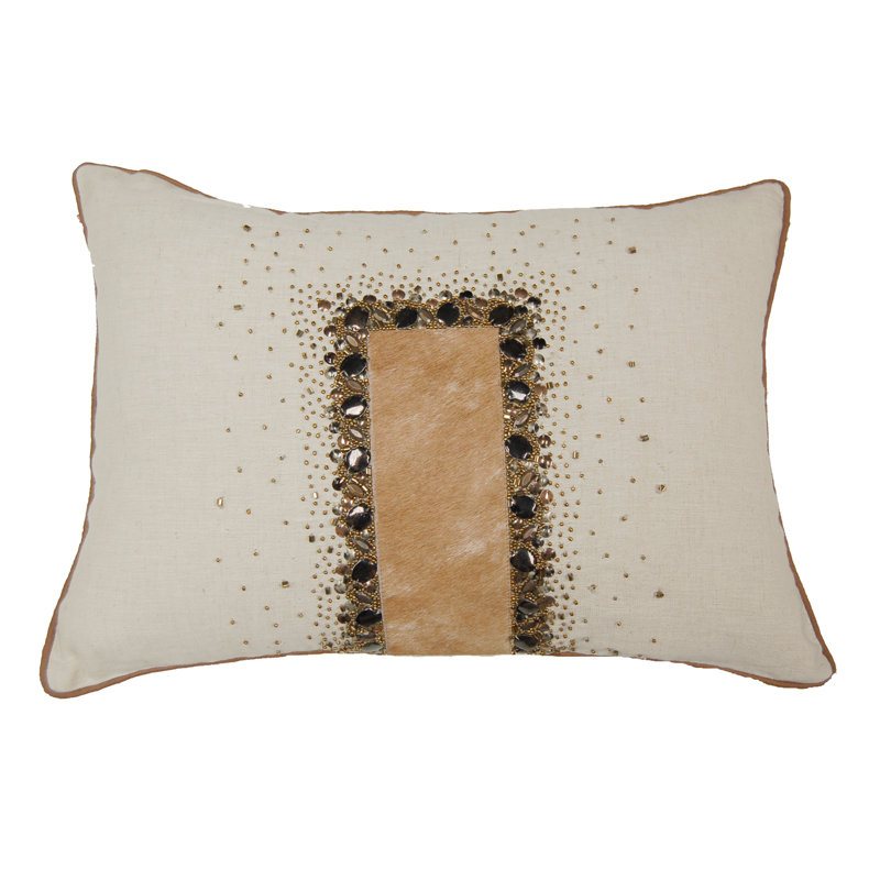 Ensemble de 2 housses de coussin en cuir brodé à la main Hairon