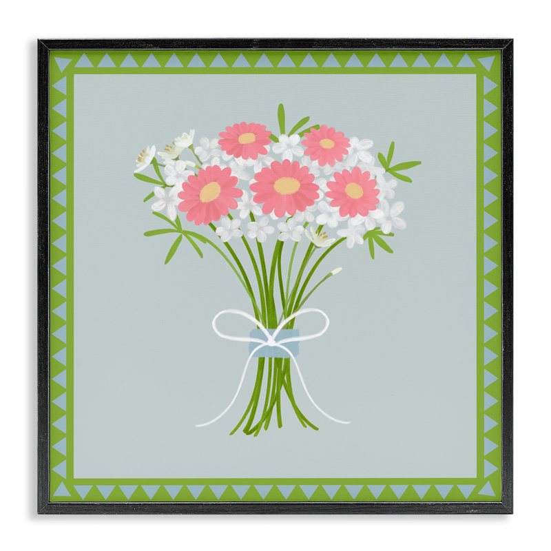Spring Bouquet Bordered Bundle Framed Giclee, design by Adrienne Morris, 12'' H x 12'' W, Midnight Black Framed Giclee
