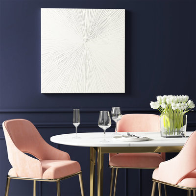 White Gloss Indoor Wall Art - Abstract Resin 30"W X 30"H 1.23"D Modern Hanging