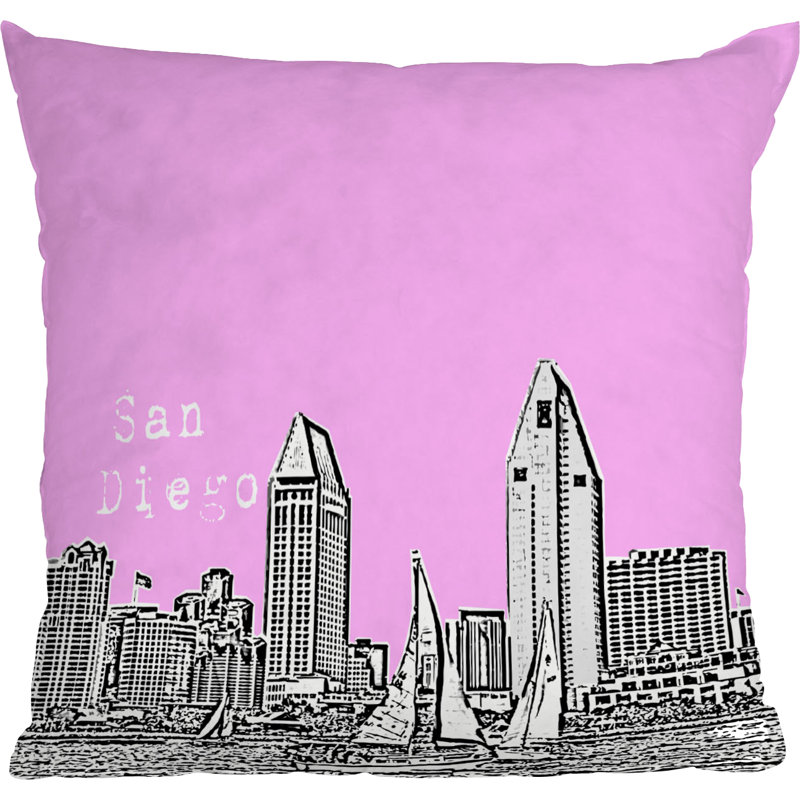 Coussin Bird Ave San Diego, 16 po x 16 po, Rose