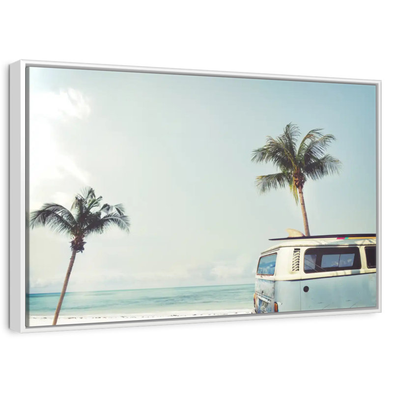 Retro Surf Van, Cadre flottant blanc, 40 po x 27 po