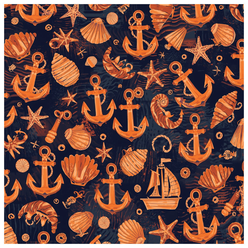 Rideaux de douche Nautical Anchors Shells, L 70 po x H 72 po