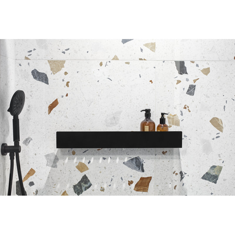 DOCIA Drill / Screw Shower Shelf, 8cm H x 60cm W x 6 cm D, Black