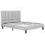 Lit plateforme moderne avec tête de lit capitonnée, lattes de bois durables et assemblage facile, revêtement en tissu gris