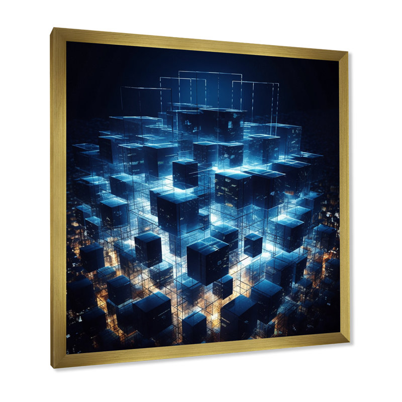 «3D Cityscape Futur Architecture Nova», impression sur toile, H 24 po x l 24 po x P 1 po, Cadre doré à une seule photo