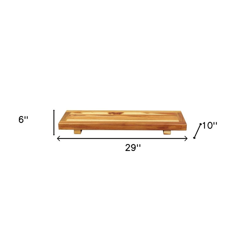 Menezes 29" Natural Teak Wood Bath Tray And Seat