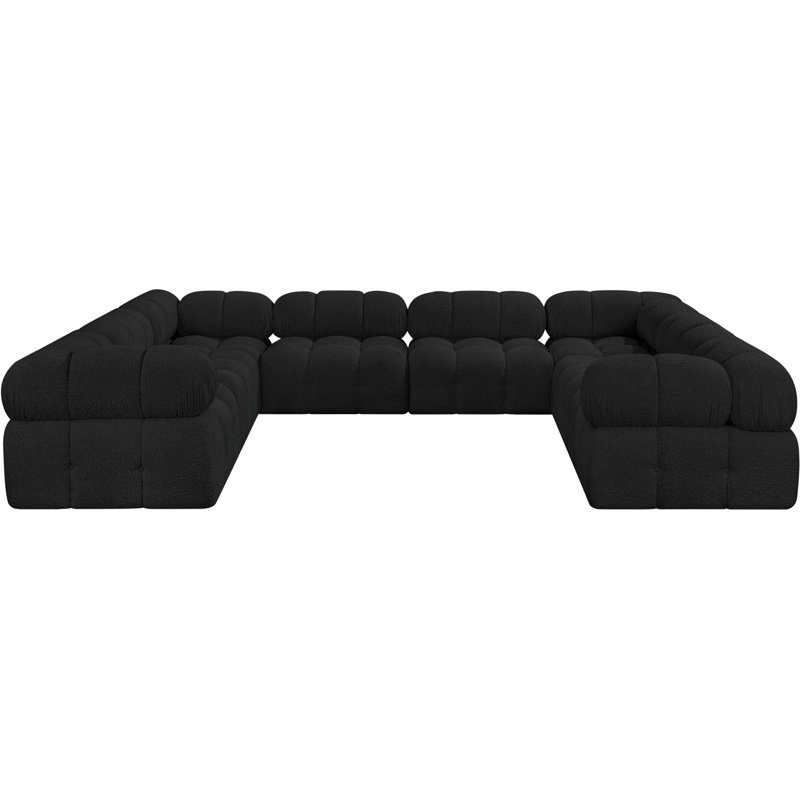 Ames 136'' Upholstered Sectional, Black Boucle Fabric