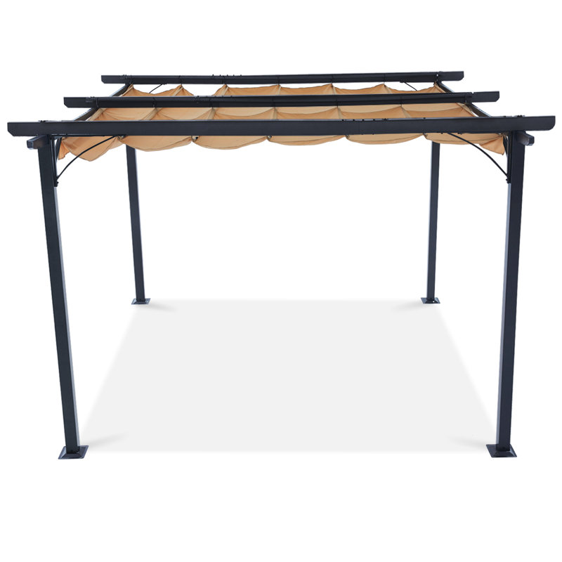 Steel Pergola with Canopy The Pergolas Group, 11.48 ft. x 11.48 ft., Khaki