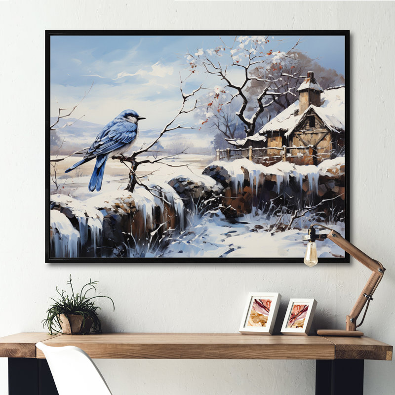 «The Magpieclaude Monets Winter I», reproduction sur toile, Cadre flottant noir, H 30 po x l 40 po x P 1,5 po
