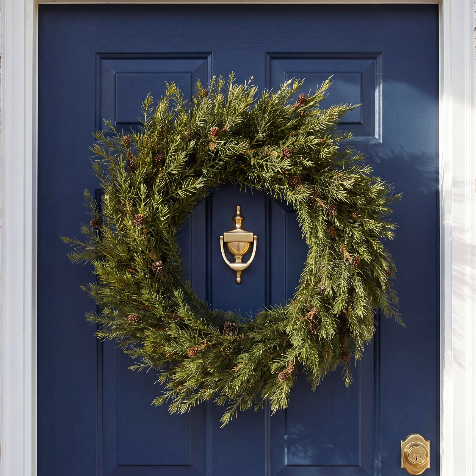 26.5" Artificial Cedar Pinecone Christmas Wreath, Green