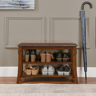 Traditonal Wood 3-Tier Entryway Shoe Bench