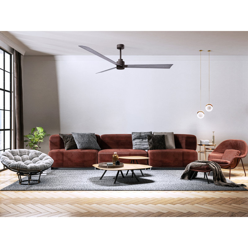 Alessandra Outdoor Downrod Ceiling Fan, Textured Bronze, Barn Wood Tone