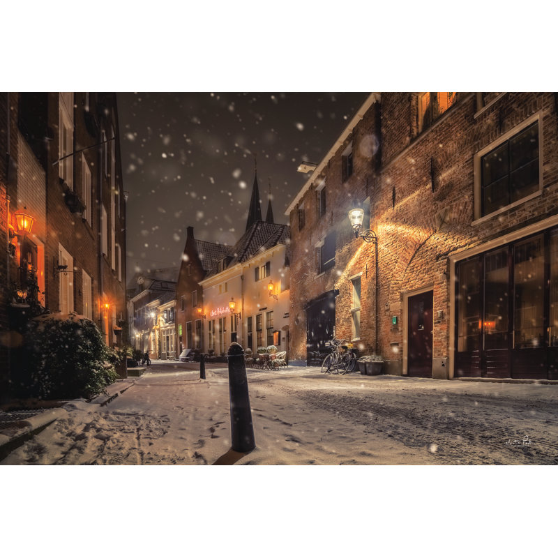 Nighttime City Street 3, Cadre flottant noir, Non, H 32 po x l 48 po