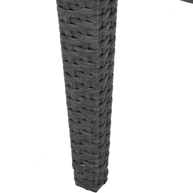Side Table In Grey With Glass - And Rain Resistance Living Weather- Outdoor Enjoyment, Gray