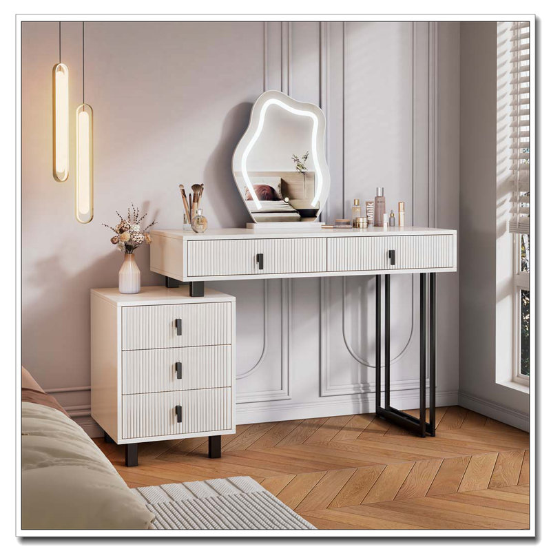 Adjustable-Length Vanity with Cloud LED Mirror