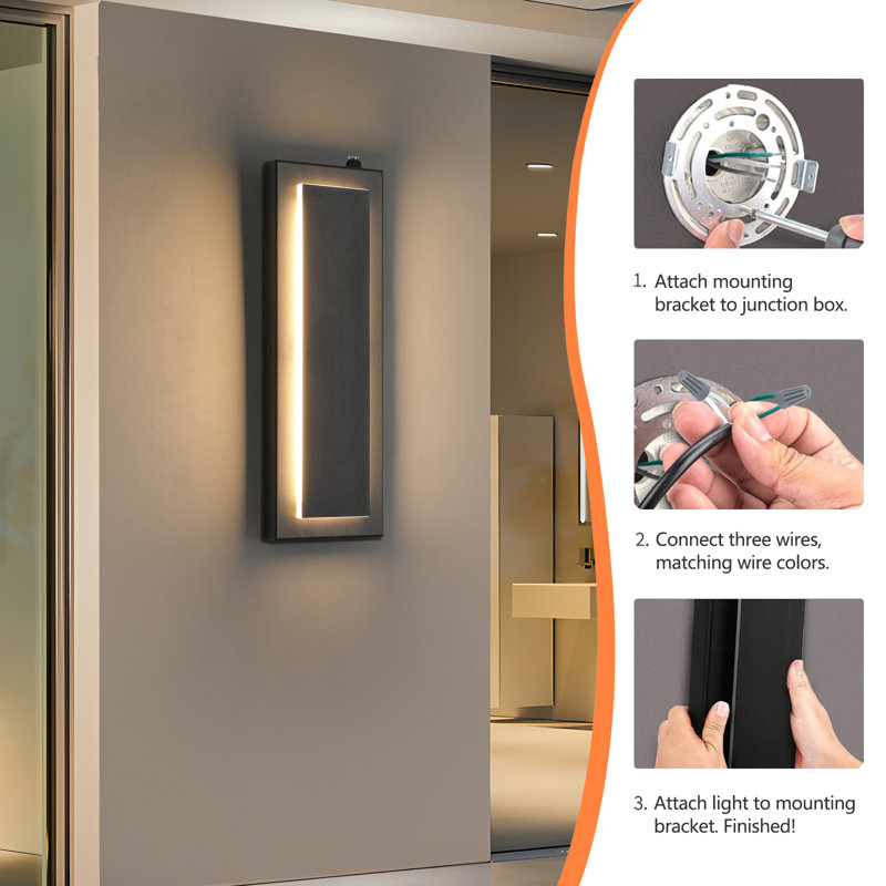 2 Packs Adali 15.7IN Dusk To Dawn Wall Sconce, 15.7'' H x 5.1'' W x 1.5'' D, Matte Black