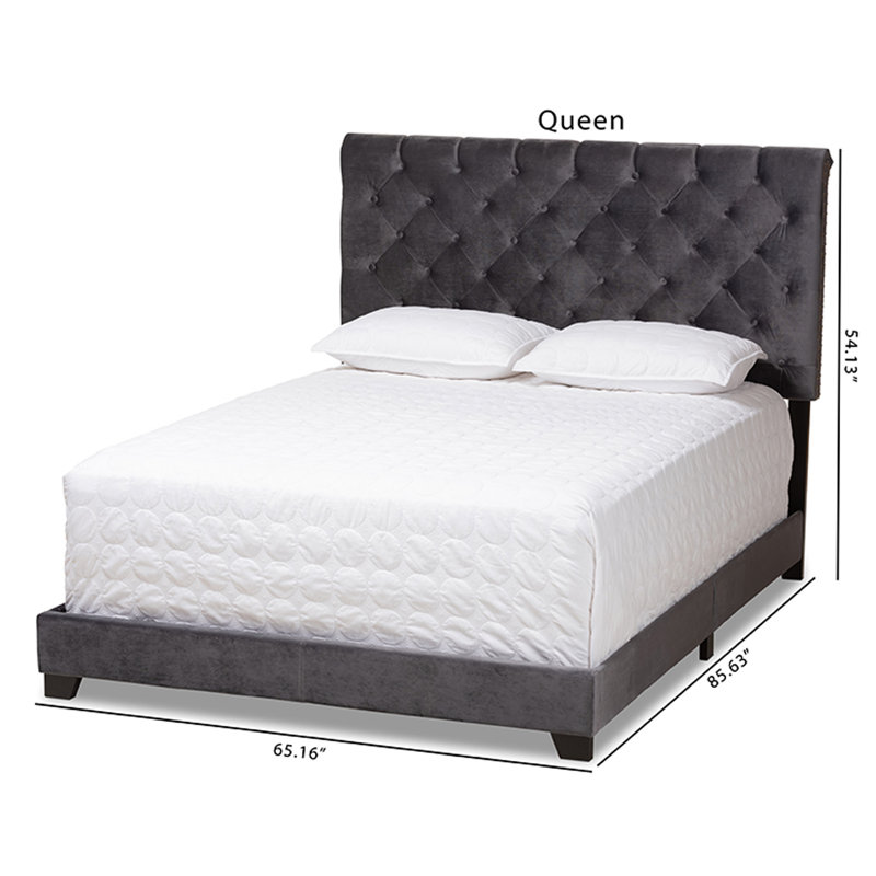 Upholstered Standard Bed, Queen, Dark Gray