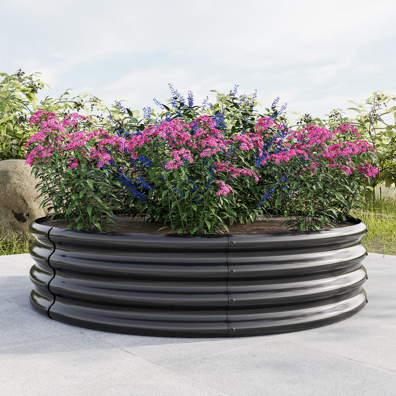 2Pcs W840116764 Galvanized Metal Raised Bed For Shallow Rooting Plants And Corn, Double - Layer Corrosion, Stable Structure Medium Carrot, Interface, Reusable