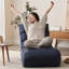 Fauteuil inclinable - rembourré de lin, chambre à coucher bleue ergonomique pliable, écoénergétique bleu marine