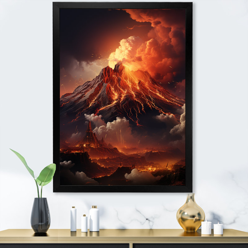Éveil volcanique volcanique I, Cadre simple noir, H 32 po x l 16 po x P 1 po
