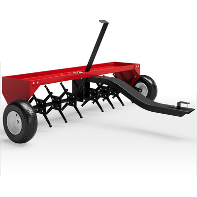 48" Tow Behind Plug Aerator, Steel Tines, Weight Tray, Universal Hitch Garden Lawn