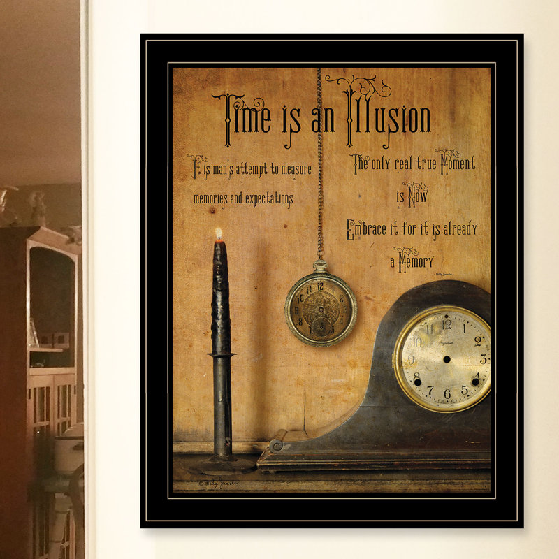 «Time Is an Illusion» par Billy Jacobs - Reproduction d'art graphique sur papier encadré, Noir