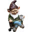 Décoration de statue de gnome de jardin sans visage buvant du café, ornement de figurine pour la cour intérieure / extérieure (brun)