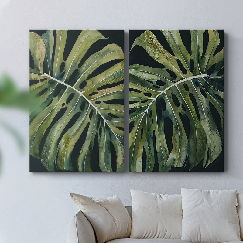 Toile tendue Nocturnal Monstera I-Premium Gallery - prête à être accrochée, H 18 po x l 12 po