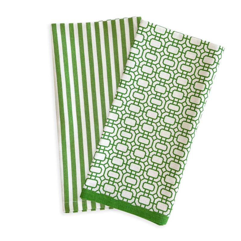 Newport Tea Towel, Green/White