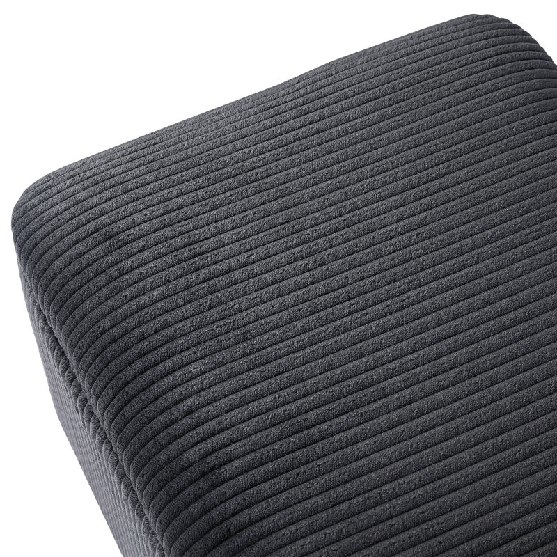 Banc de rangement rembourré en velours Darious, Gris foncé