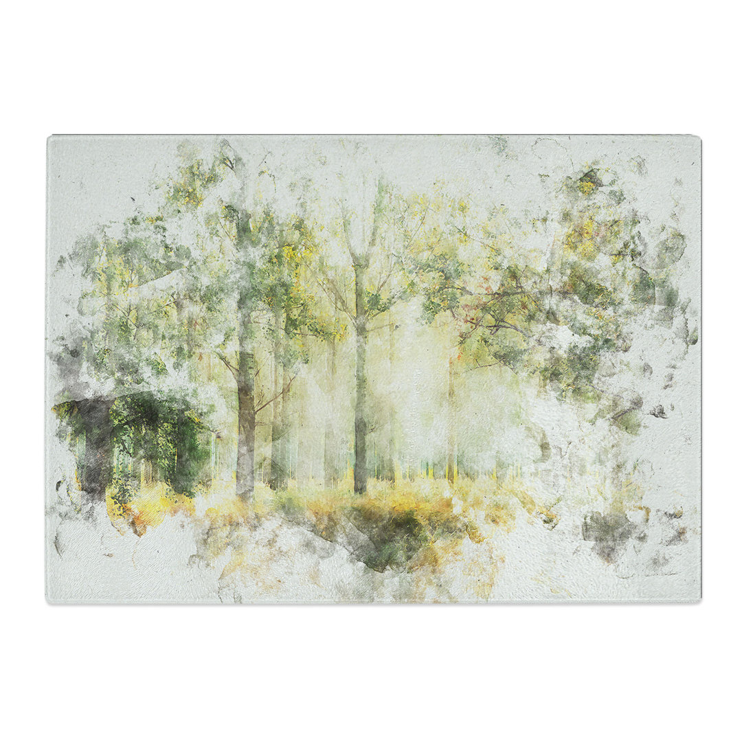 Tempered Glass View of the Forest in the Spring Watercolour Chopping Board