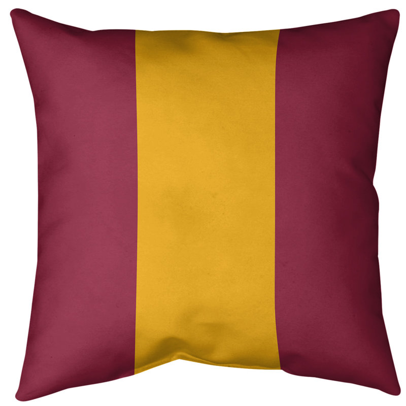 Housse de coussin en football arizona, Rouge / Jaune, 16 po x 1 po, Polyester sergé