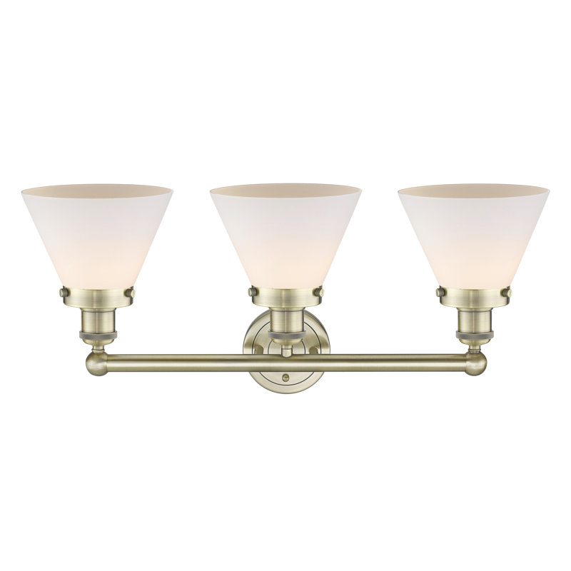Éclairage pour meuble-lavabo à intensité variable 3 lumières Aritzy, Blanc mat, Laiton antique