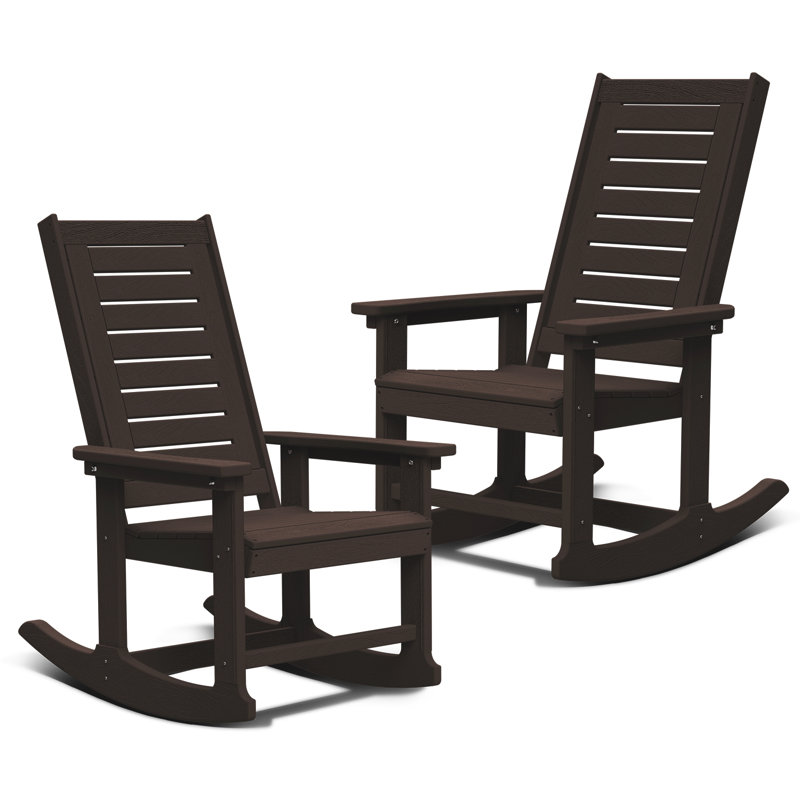 Chaise berçante d'extérieur en PEHD, Bois brun