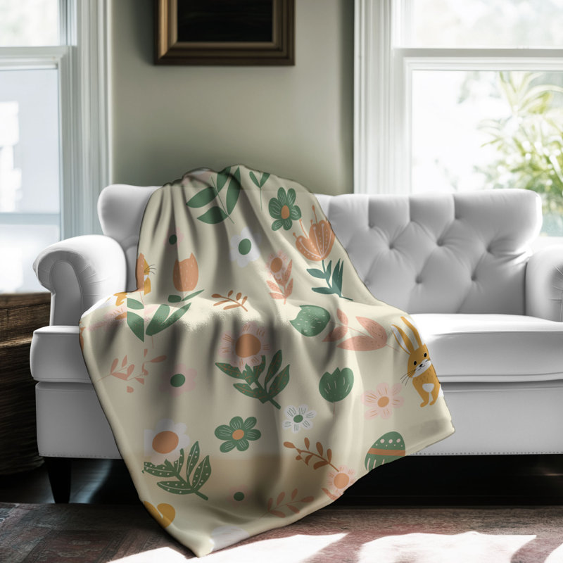 Floral lièvre - couverture de qualité supérieure 1 pièce, Lit simple
