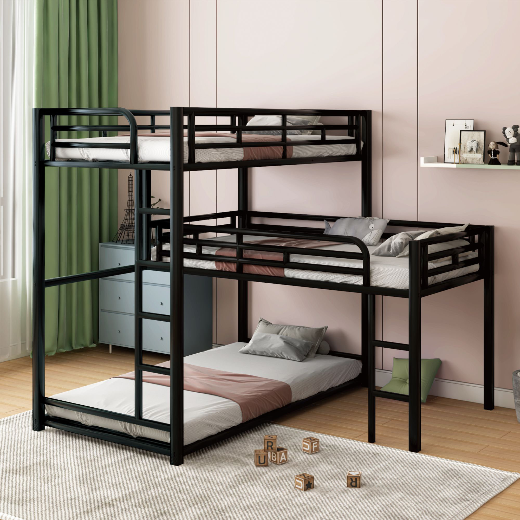 Isabelle & Max™ Angelika Twin Over Twin Over Twin Metal L-Shaped Bunk ...