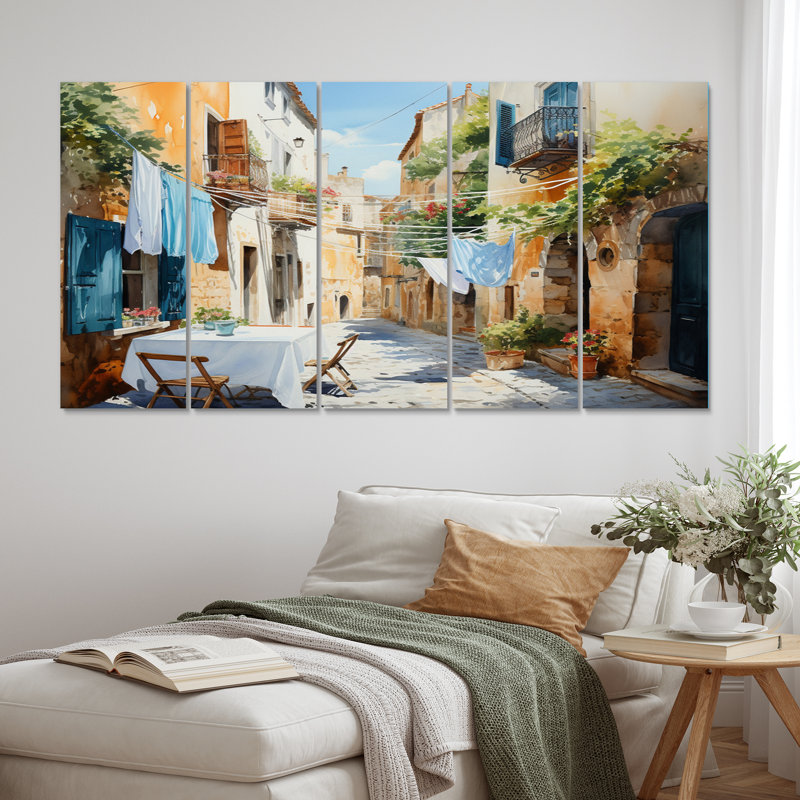 «Laundry Day In Italy I» sur toile, reproduction de 5 pièces