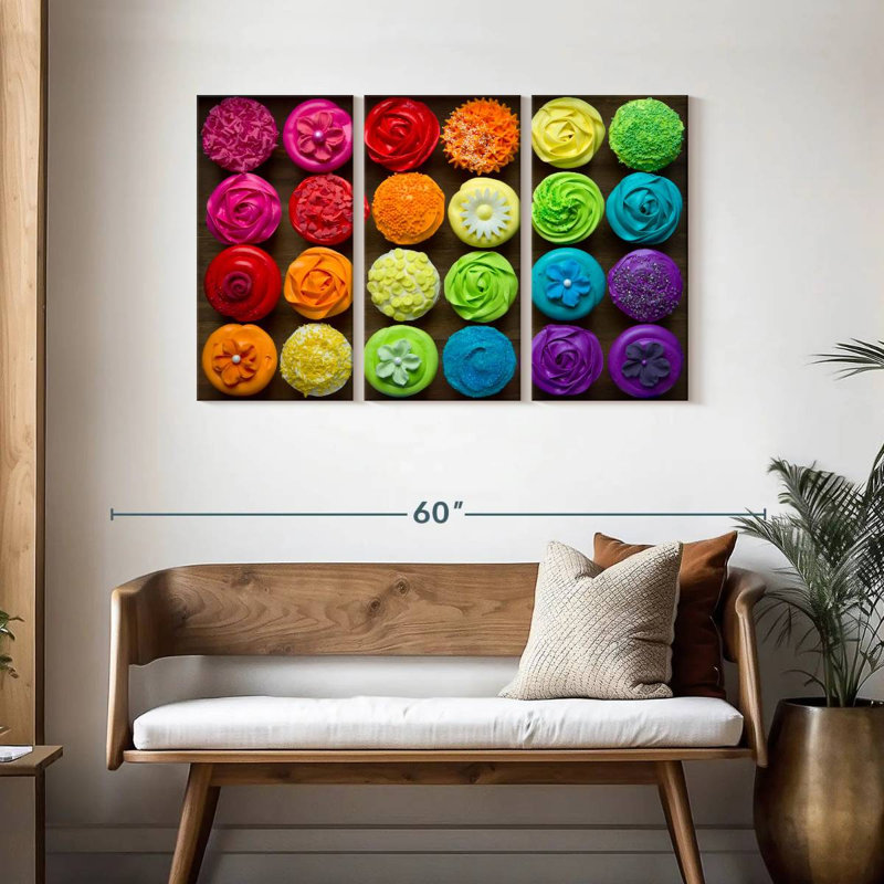 Yarlin Rainbow Cupcakes, 28" H x 45" W