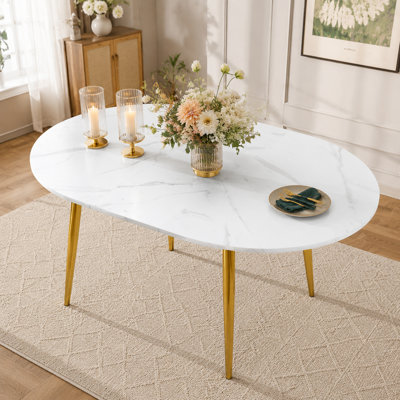 42"–54" Mid-Century Modern Extendable Round-to-Oval Wood Dining Table with Metal Tapered Legs