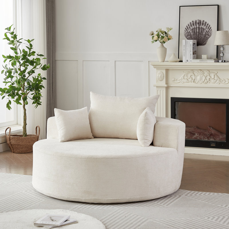 Fauteuil convertible une place, chenille 55'l, sans assemblage, confortable pour salle de projection, beige, une place avec coussin en chenille moelleuse de 55'l, installation facile.