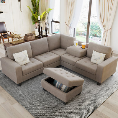 Canapé à accoudoirs carrés 85 po en velours avec coussins réversibles