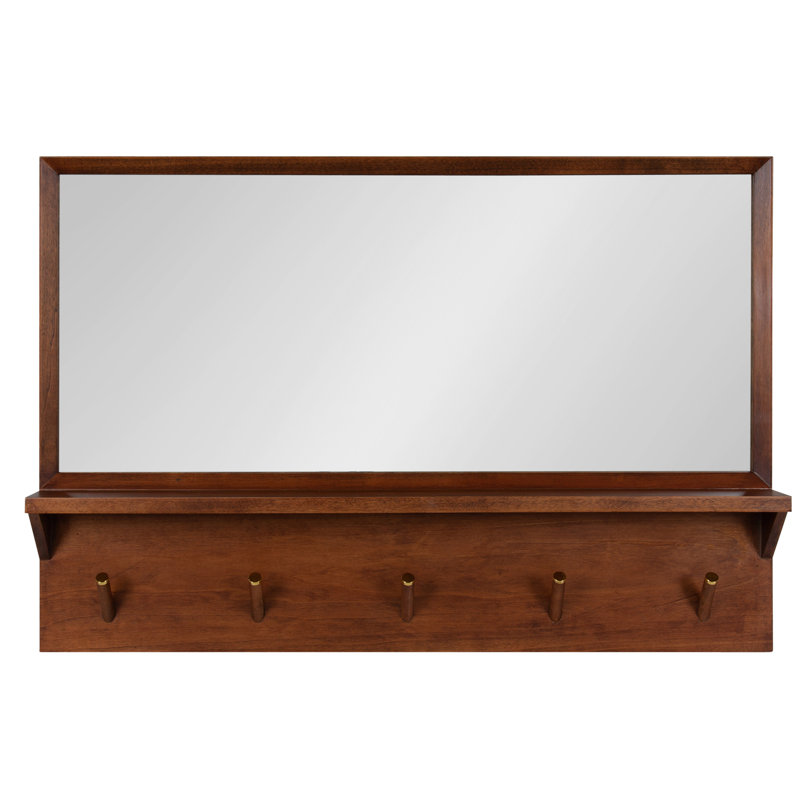 Jaela Wood Flat Mirror, 24" x 36", Walnut Brown