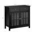 Buffet buffet, armoire de cuisine décorative avec portes en verre, tablette réglable et 2 tiroirs pour la cuisine
