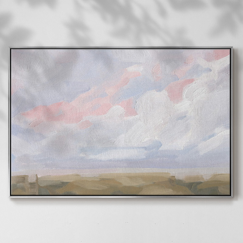 " Sandbridge Beach I ", 27" H x 41" W x 2" D, Silver Framed Canvas