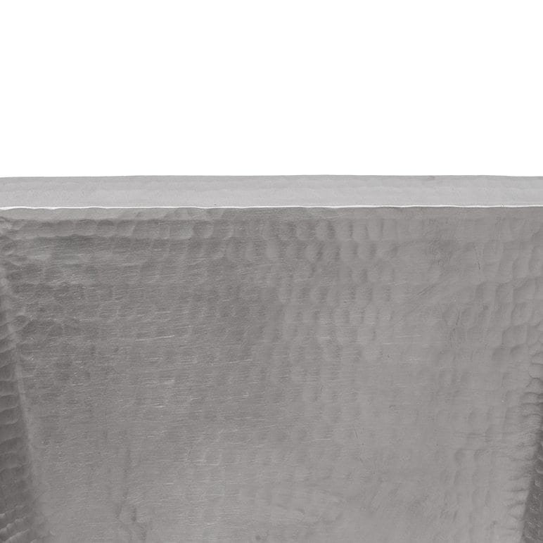 17" Rectangle Hammered Copper Bathroom Sink, Electroless Nickel